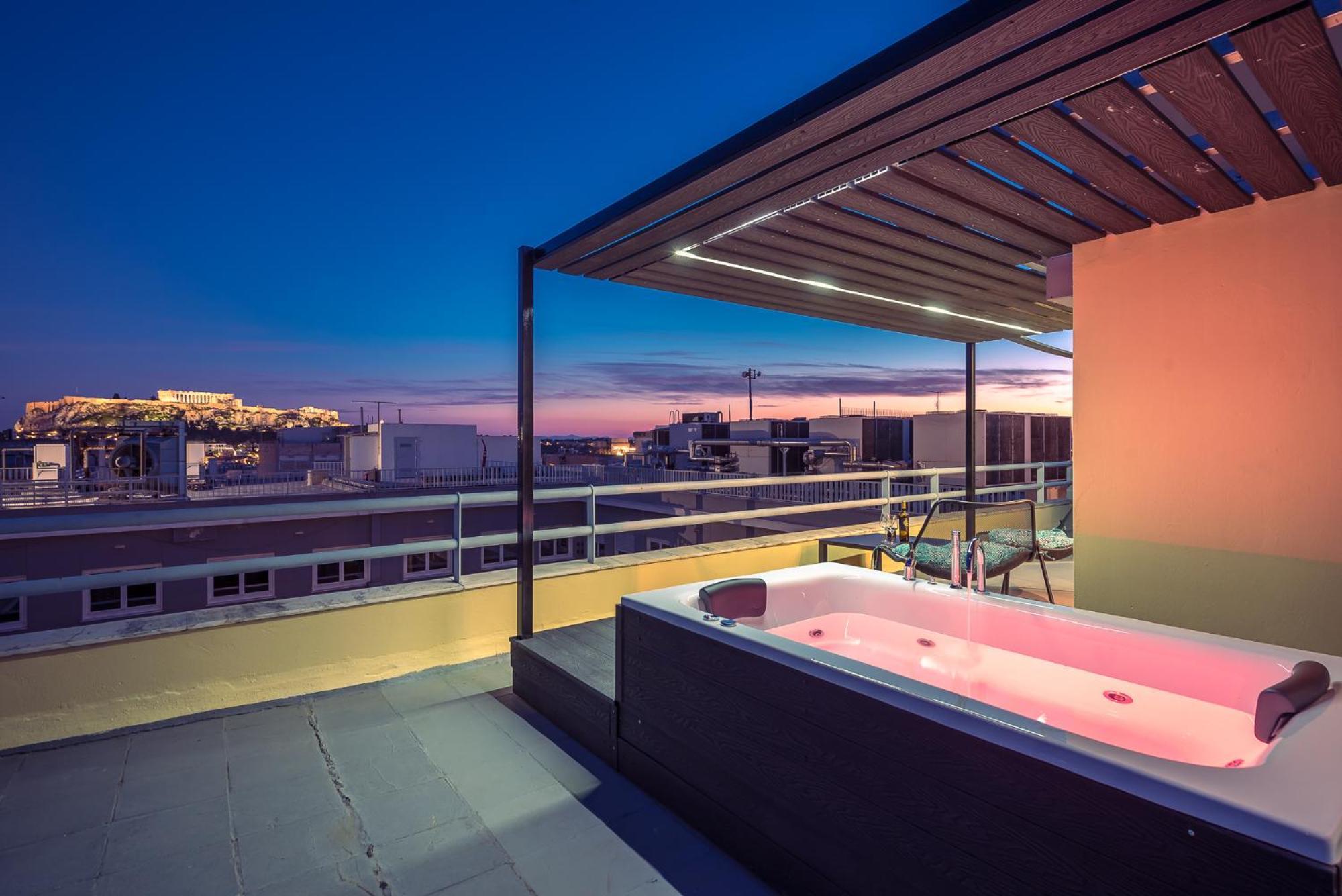Acropolis View Mini Sky Suite & Hot Tub Atény Exteriér fotografie